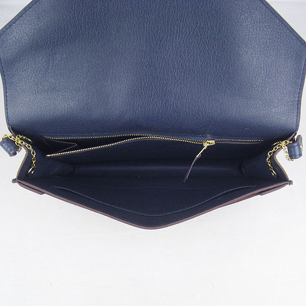 7A Hermes Togo Leather Messenger Bag Dark Blue With Gold Hardware H021 Replica